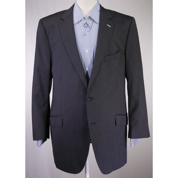 Sebastien Grey Custom Tailored Gray Herringbone 2-Btn Wool Blazer Jacket 44R - Picture 2 of 11